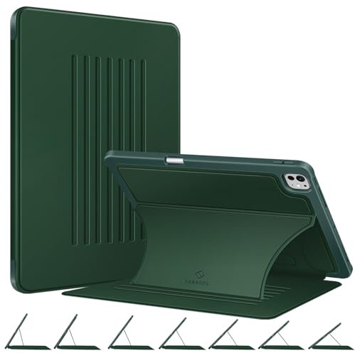Fintie magnetische Stand Hülle für iPad Pro 13 Zoll (M5/M4) 2025/2024 mit Stifthalter – Robustes Gehäuse, Soft TPU Rückseite Abdeckung Multi-Winkel Betrachtung für iPad Pro 13, Dunkelgrün