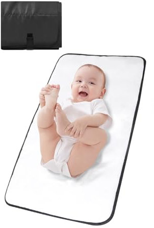 Lekebaby Wickelunterlage für Unterwegs Wickelunterlage Waschbar Faltbar Baby Wickelauflage Wasserdicht für Baby, Schwarz