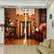 Mtddyyds Blickdicht Gardinen Retro Haus Weihnachtsbaum Muster 234X214 Vorhang Blickdicht Ösenschal Verdunkelungsvorhang 3D Gardinen Schlafzimmer Wohnzimmer Thermovorhang Vorhänge 2Er Set