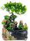 LANNADD Tischbrunnen, Zimmerbrunnen mit Steingarten und Künstlichen Bäumen Tischbonsai aus Harz Wohnzimmer Tischplatte Bonsai, Tischbrunnen Wasserfall Ohne Nebel, für Heimbüros und Schreibtische