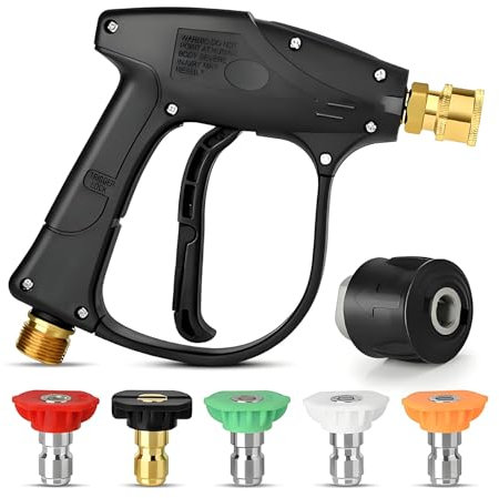 HAPPOW High Pressure Washer Gun Compatible for Karcher,Pressure Washer Accessories with 5 Water Nozzle Tip and1 Water Gun Conversion Interface,1/4 Quick Connector & Adapter for karcher Gun(7Pcs)