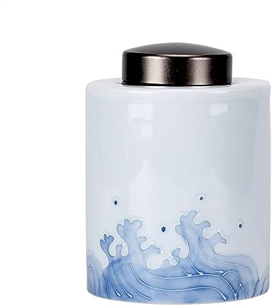 FAJNUZI2024 Teedose Personalisierte Teedose mit Wellenmuster, Heimaufbewahrung, Leere Kanister, Teelager, Keramik-Verschlussglas Vorratsbehälter Tee
