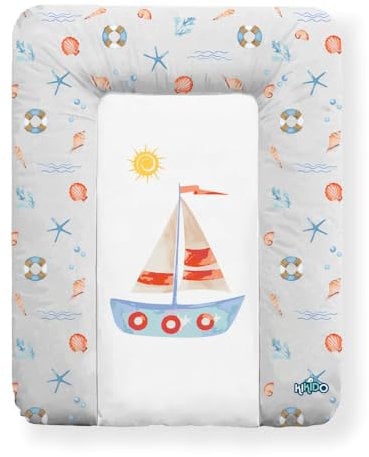 Kikido weiche Wickelauflage 50x70 cm - Baby Wickelunterlage - Wickeltischauflage für Junge und Mädchen - Wasserdicht, abwaschbar und pflegeleicht - Oeko-Tex Standard 100 - Boot