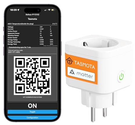 Refoss Tasmota Steckdose mit Stromzähler, WLAN Smart Steckdose, 16A ESP32 Smart Plug für Balkonkraftwerk, mit Home Assistant, MQTT, ioBroker, Domoticz, OpenHAB, ZWAVE, 2,4GHz, P11(V2)