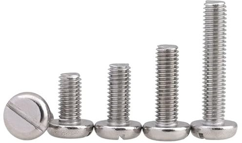 Voirrow 20 Stück M3, 10 Stück M4, 5 Stück M5 304 Edelstahl GB67 Flachkopf-Rundkopfschraube mit Schlitz(16mm,M3-20pcs)