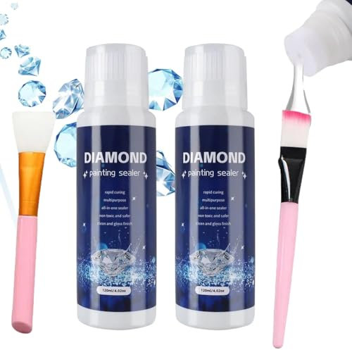 Sigillante per Diamond Painting,Set di Colla per Pittura con Diamante,Trasparente Pittura Diamante Sigillante con 2 Pennello,Protezione e Rifinitura Permanente per Lavori Creativi,240ml