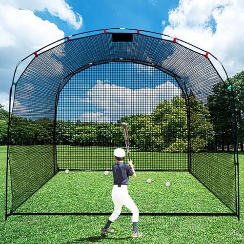 Doubleriver Baseball- und Softball-Schlagkäfig für den Hinterhof, tragbares, robustes Schlagnetz mit Tragetasche, einfacher Aufbau und leichtes Design, Trainingsnetz für Jugendliche und Erwachsene