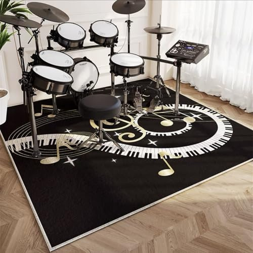 Hixingo Alfombra Bateria Electronica Insonorizada, Alfombra Antideslizante para Bateria Acustica Alfombrilla de Protección del Suelo para Sala de Música, Estudio (Teclas de Piano,140 * 160CM)