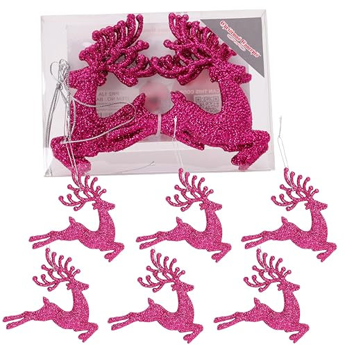 Christmas Concepts® - Paquete de 6 Bolas Brillantes de Reno de 100 mm (4) - Adornos para árbol de Navidad (Rosa Fucsia)