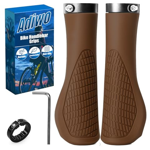 Adiwo Fahrradgriffe Ergonomisch Lenkergriffe Fahrrad aus Rutschfester, schnelle Montage, für Trekkingrad/Rennrad/Citybike/Klapprad/Mountainbike,Typ A Braun