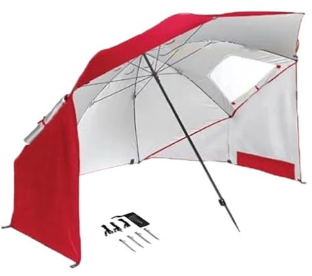 Harilla Ombrellone da spiaggia, parasole da 210 cm, per picnic all'aperto, eventi sportivi, campeggio, pesca, Rosso