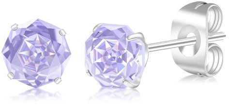 FACOKO Leichte Luxus-Ohrstecker für Damen, 6 mm Titan-Ohrstecker mit roséfarbenem Zirkonia, erhältlich in Klar, Pink, Lila oder Bunt, hypoallergen und schlicht