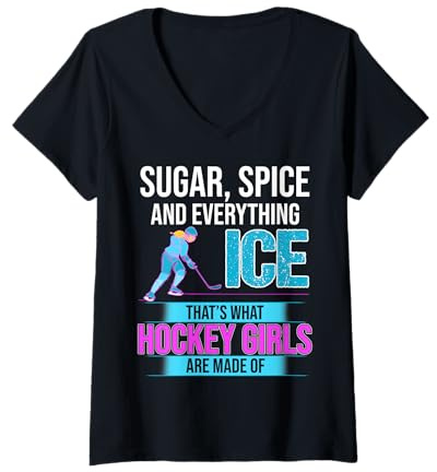Mujer ¡Atuendo De Niña De Hockey para Damas! Hockey sobre Hielo Camiseta Cuello V