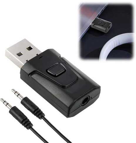 USB Bluetooth 5.4 Adapter, Bluetooth Transmitter for TV with 3.5mm AUX, Plug and Play Bluetooth Dongle Receiver, Audio Transmitter, Low Latency, 15m Range, USB Powered, Wireless Adapter TX and RX mode