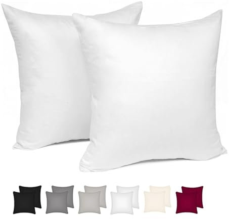 WOLTU 2er Set Kissenbezug 45x45 cm Weiß 100% Baumwolle, Nur Kissenbezug - Kissenbezüge Kopfkissenbezug mit Reissverschluss,Weicher Sofakissenbezug, Doppelpack Dekokissenbezug