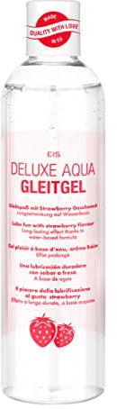 EIS Deluxe Aqua Gleitmittel | Gleitgel auf Wasserbasis mit Langzeitwirkung | Extra sensitives Intimgel für gefühlsechtes Empfinden | Erdbeere | 300 ml