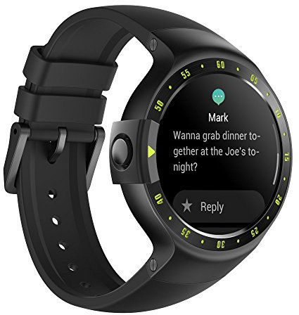 Ticwatch Reloj Inteligente Smart Watch Pantalla Táctil de OLED 1.4 Pulgada Compatible con iOS y Android Sistema Android Wear 2.0 Comience Su Vida Inteligente Color Negro