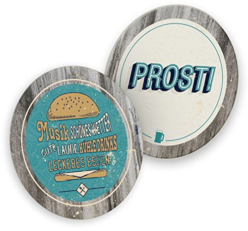 itenga 50x Bierdeckel Untersetzer BBQ Retro Grillparty Geburtstag Burger Party