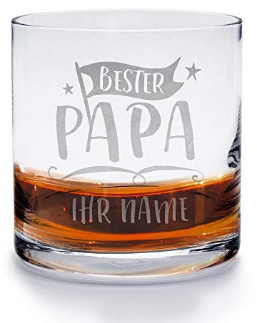 printplanet - Whiskyglas mit Gravur (mit Name oder Text personalisiert) - Design Bester Papa