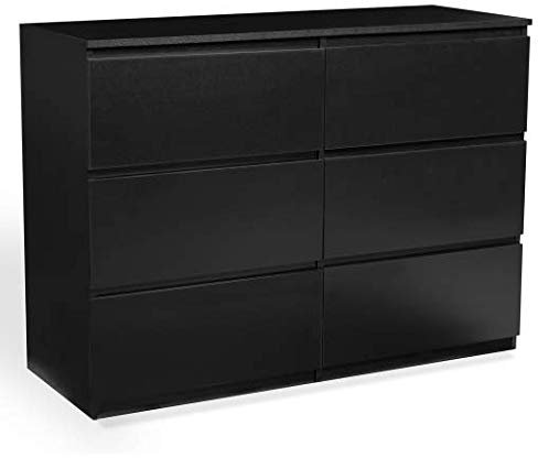 IDMarket - Commode 6 tiroirs TOMI 110 cm Bois Noir