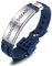 MOWOM Medical SOS Notfall Armband Personalisiertes Gravur Silikon Edelstahl Namensarmband Männer Damen Jungen Mädchen - Bündel mit Notfallkarte, Kartenhülle (Blau Addison's Disease)