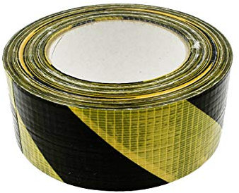Nastro Adesivo Telato 5cm X 50 Metri, Nastro Adesivo Segnalatico, Striscia Distanza di Sicurezza Per Pavimento (Nero e Giallo)