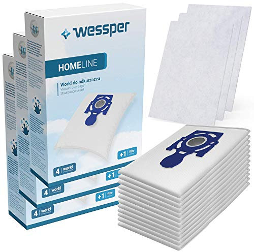 Wessper Staubsaugerbeutel für Zelmer, Fakir, Quigg, z.B. Voyager Twix, Cobra, Clarris, Elf, Odyssey, Aquawelt, Ares, Clarris, Duo Prestige, Twist, 12 Stück inkl. 3 Filter