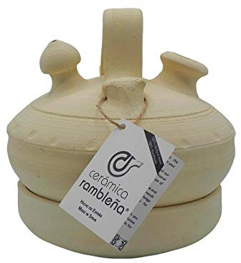 CERÁMICA RAMBLEÑA | Broc en Argile Traditionnel Glacière de La Rambla (Córdoba) | 100% Fait à la Main | 2.5 litres | ÉCO | Plateau Inclus