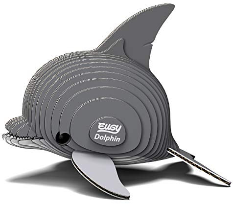 EUGY 650021 Delfin, 3D Tier-Puzzle für Kinder und Erwachsene zum Zusammenbauen, DIY Tierfigur, Bastelset ab 6 Jahren