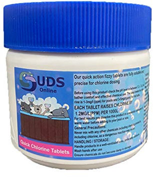 SUDS-ONLINE Instant Chlorine Tablets - 166 x 3g Fast Dissolving Chlorine Tablets For Hot tubs, Swimming Pools And Ice Baths