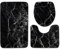 Badgarnitur Badematten Set Badezimmer Vorleger 3 Teiliges,rutschfeste Badvorleger Badteppich WC Vorleger Duschvorleger,WC Sitz Deckel Fußmatte Matte Teppich Marmor/Kopfsteinpflaster Muster G 45x75CM