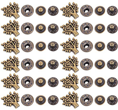 MILISTEN 20 Sets Antique Snaps Taste Baum Form Vintage Metall Druckknopf Nähen Auf Snaps Befestigungen für Jacke Tasche Verschlüsse Leder Nähen Handwerk DIY