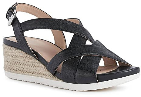 Geox Femme D Ischia Corda C Sandales, Black, 41 EU