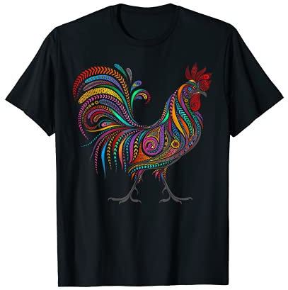 Farbiger Hahn Illustration Geschenk T-Shirt