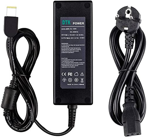 DTK 20V 6.75A 135W Chargeur pour Lenovo Alimentation Ordinateur Portable Y50-80 Y40-70 Y50-70 Y50-80 Y7000P T440P T450P T460P T470P T530 T540 T560 Y520-15IKB Y520-15IKBN Cordon d'alimentation