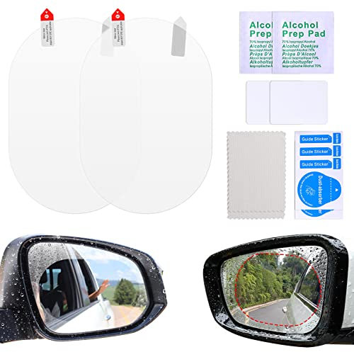 Car Rearview Mirror Protective Film,2 PCS HD Clear Waterproof Film Wing Mirror Rain Films Anti Fog Accessories Blind Spot Stickers For Universal Cars Side Windows (Transparent Film)