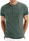 Hisir Camicia Henley Uomo Estate Classica Cotone Manica Corta Button Down Camicia Casual Uomo Camicie (Colorato Verde, XL)