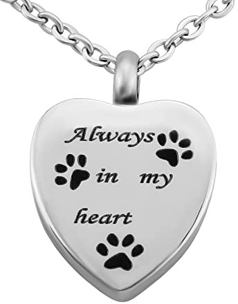 Hanessa Personalisierte Kette mit Gravur Edelstahl 50 cm mit Anhänger Herz mit Pfoten in silber - Personalisierte Geschenke für Tierbesitzer Damen Herren - Halskette Kettenanhänger Hund