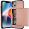 ACOCOBUY for iPhone 14 Case with Card Holder Sliding Cover Hidden Pocket IDs Credit Cards Slot Heavy Duty Shockproof Protective Dual Layer Wallet Phone Cover Back Shell for Men Women 6.1 Rose Gold