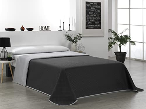 Martina Home Tagesdecke, gesteppt, wendbar, 100% Polyester, Grau, Schwarz, für Bett mit 105 cm Breite