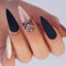 JUSTOTRY 24 Stück Stiletto Glitter Nägel Zum Aufkleben Lang,Matt Schwarz French Künstliche Nägel,Diamond Mandel Kunstnägel Press on Nails,Pretty Fingernägel Fake Nails für Frauen
