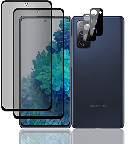 MiRowy Sichtschutz Kompatibel mit Samsung Galaxy S20 FE 4G/5G Privacy Schutzfolie, 【2+2 Stück】 Anti Spähen Panzerglasfolie Glas + Kameraschutz, 9H Anti-Spy Displayschutzfolie für Galaxy S20 FE 4G/5G