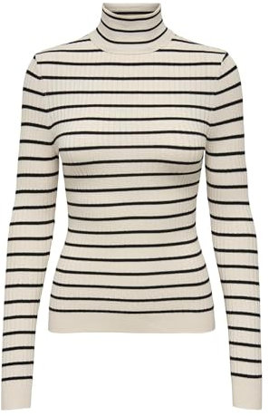 ONLY Onlkarol L/S Rollneck Knt Noos Pullover, Donna, Bianco e Grigio, L