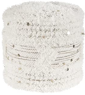 Qiyano Pouf rund im Boho-Stil aus weicher Neuseelandwolle mit Fransen und Quasten Naturmaterial handgefertigt Bohemian-Stil Ethno Hocker Wohnzimmer Schlafzimmer Garderobe Farbe: Creme