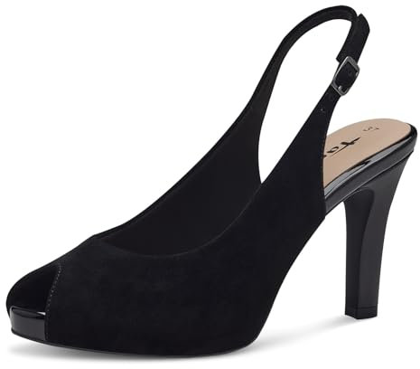 Tamaris Damen Peeptoe-Pumps Leder Banana-Absatz; Black/schwarz; 41 EU