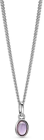 OROVI Silver Necklace for Women with an Amethyst in 925 Silver, Hypoallergenic Necklace - Handmade pendant with jewellery box