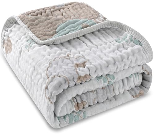 HardNok Ultra Soft Muslin Baby Blanket, A Versatile Swaddle and Bed Blanket for Babies, Toddlers, Boys, and Girls (Forest Elephant 1 Pack).