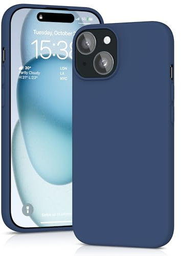 YATWIN Silicone Case for iPhone 15 Plus, Soft-Touch, Shockproof, DustProof, Antiskid Full Body Armour Phone Cover for Apple iPhone 15 Plus - Dark Blue
