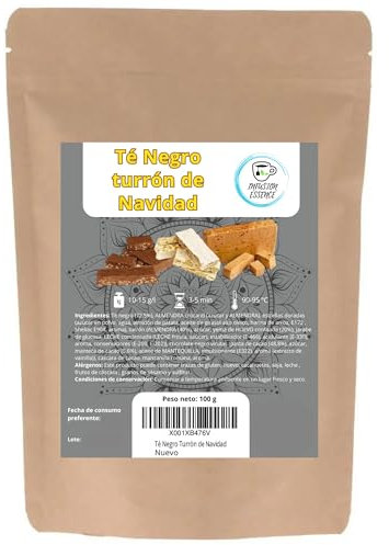 Té Negro Turrón de Navidad I Té Antioxidante, Energético y Digestivo I Té Negro en Hojas Sueltas (50 tazas) 100 g (Turrón Navidad)