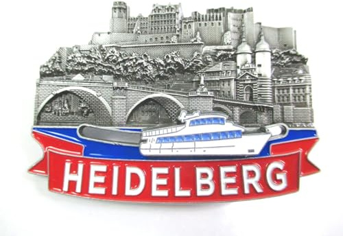 Heidelberg Schloss Magnet Metall Souvenir mit Schiff Schieber Souvenir Germany